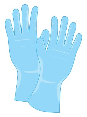 Mavi eldivenler, illüstrasyon, beyaz arkaplanda vektör.