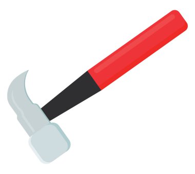 Kırmızı saplı çekiç, illüstrasyon, beyaz arkaplanda vektör.