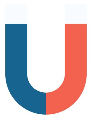 Beyaz zemin üzerinde küçük mıknatıs, illüstrasyon, vektör.