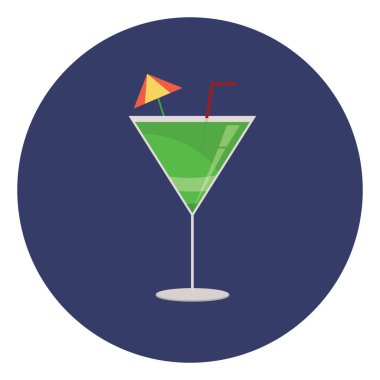 Bardakta martini, resimleme, beyaz arkaplanda vektör.