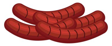 Izgara sosis, illüstrasyon, beyaz arkaplanda vektör.