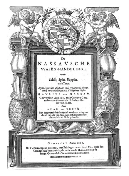 Página Rosto Adam Van Breens Nassausche Wapen Handelinge 1618 Gravura — Fotografia de Stock