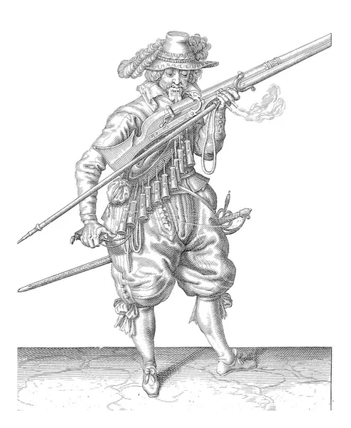 Ein Soldat Volle Länge Rechts Der Eine Muskete Eine Bestimmte — Stockfoto