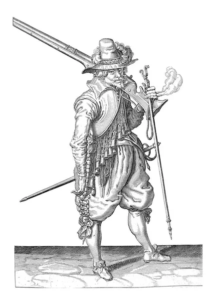 Soldier Carrying His Musket Left Shoulder Holding His Furket His — 스톡 사진