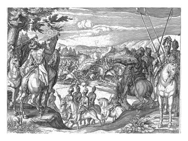 Başlığın üstünde, yazının altında, Almanca. 1601-1604 tarihli Ostend kuşatması günlüğünün bir parçası, eski oymacılık..