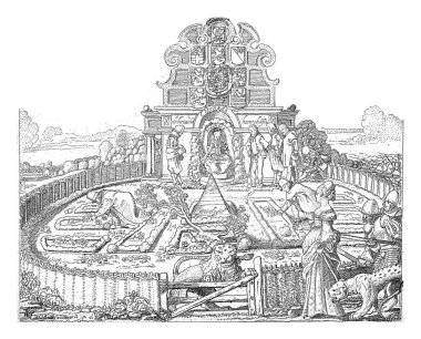 Başlık baskısında mısra baskısı olan broşürün başlık sayfası, eski gravür.