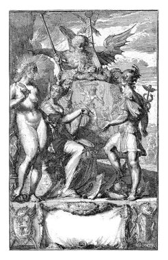 Hollanda değişikliklerinin Schouburgh 'u için başlık sayfası, eski gravür.