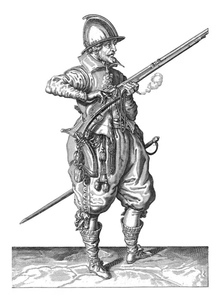 Soldat Vakt Täcka Pan Hans Roder Med Två Fingrar Mot — Stockfoto
