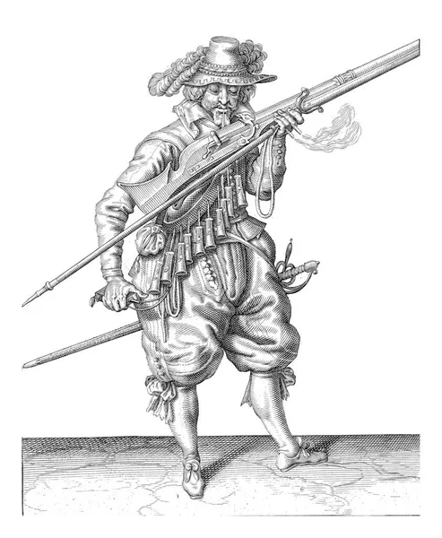 Ein Soldat Volle Länge Nach Rechts Der Eine Muskete Eine — Stockfoto