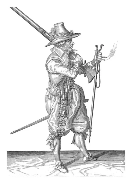 Soldat Placera Sin Musket Sin Axel Med Sin Högra Hand — Stockfoto