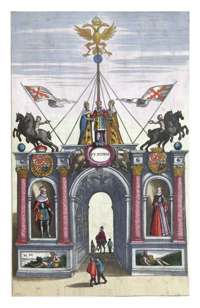 Triumphal Gate Fugger Family December 1599 Вінтажні Гравірування — стокове фото