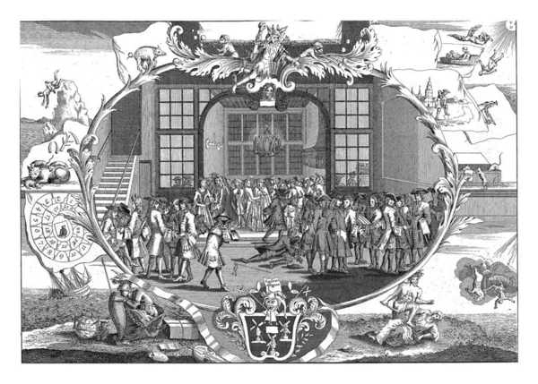 Центральная Презентация Кофейни Quincampoix Калверстраат Центре Торговли Акциями Амстердаме 1720 — стоковое фото