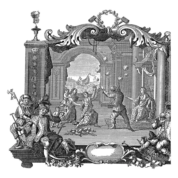 Theater Which Bombario Blows Bubbles Vintage Engraving — Stock Photo, Image