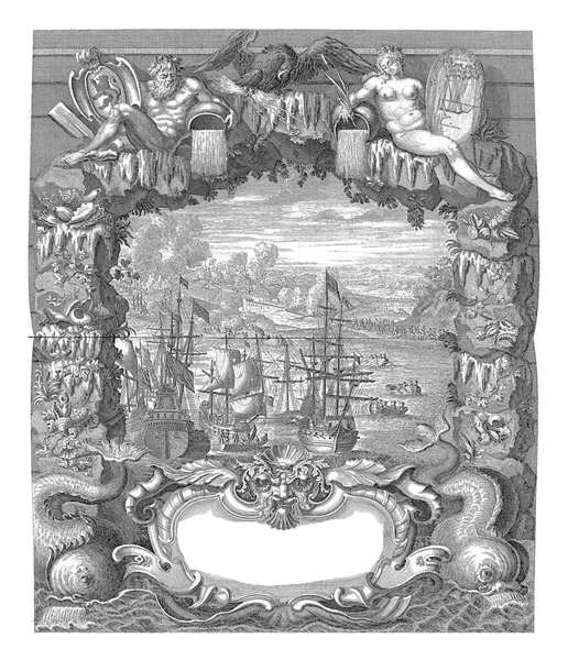 Infångande Oostende 1706 Vintagegravning — Stockfoto