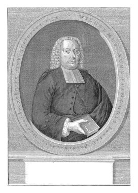 Portrait of the Reformed minister Wilhelmus Schortinghuis, in oval with edge lettering.