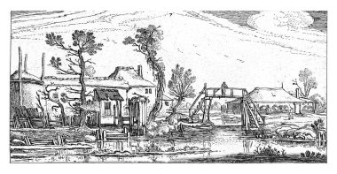 Farm on a canal near Haarlem, Esaias van de Velde, 1615 - 1616