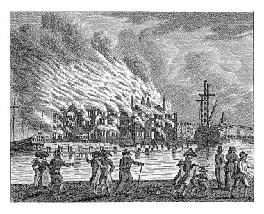 Major fire in 's Lands Zeemagazijn in Amsterdam on July 6, 1791.