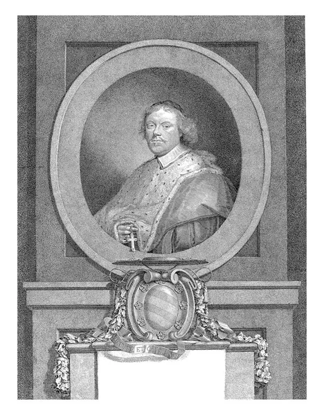 Portrait Johan Ferdinand Beughem Bishop Antwerp Shown Oval Frame Cross — Zdjęcie stockowe