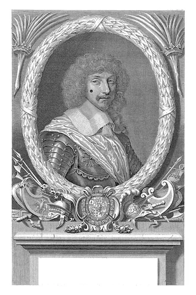 Portrait Marshal Jean Baptiste Budes Count Guebriant Armor Sash Oval — Foto de Stock