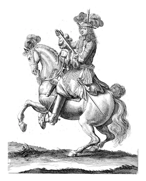 Portrait Charles King Sweden Horseback Command Staff His Hand Bottom — Fotografia de Stock