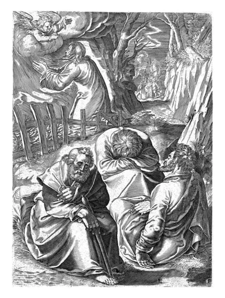 Christ Praying Mount Olives Angel Appears Him Gives Him Chalice — Fotografia de Stock