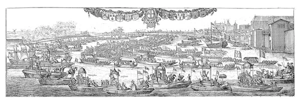 Arrival Queen Catherine Braganza London River Thames August 1662 She — ストック写真