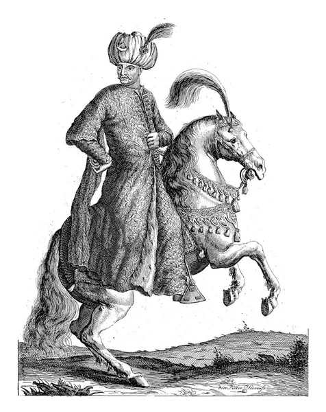 Portrait Mehmet Sultan Ottoman Empire Horseback One Hand His Hips — Stockfoto