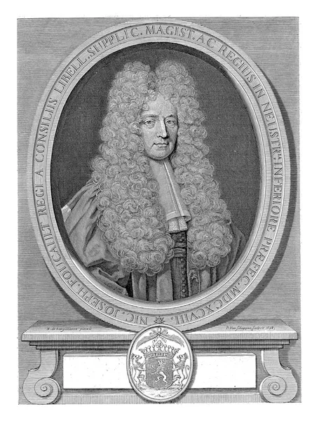 Portrait Nicolas Joseph Foucault Wears All Wig Oval Border Portrait — Stok fotoğraf