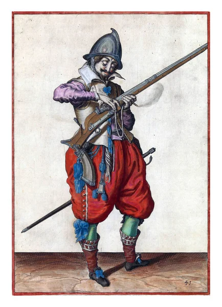 Soldier Guard Holding Rudder His Left Hand Thumb Middle Finger — Zdjęcie stockowe