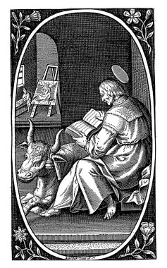 Lucas the Evangelist in his painting studio, Jaspar de Isaac, 1564 - 1654 clipart