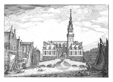 View of the Hendrik de Keyser Stock Exchange in Amsterdam, seen from the Rokin. View of the Koopmansbeurs of city architect Hendrick de Keyser in Amsterdam, seen from the side of the Rokin