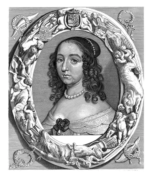 Portrait Louise Henriette Her Name Title Frame Entirely Separately Engraved — Fotografia de Stock