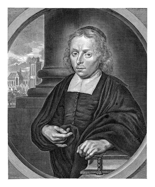 Halblanges Porträt Links Vom Pastor Jacobus Van Oldenburg Dahinter Ein — Stockfoto