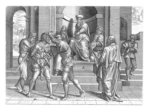 John Baptist Taken Prisoner Herod His Throne Orders His Beheading — ストック写真