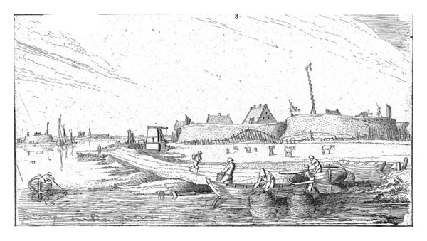 Rowing Boats Fishermen Front Fort Scheldt Esaias Van Velde 1615 — Stockfoto