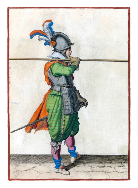 Soldier Full Length Right Carrying Spear Lance Horizontally His Right — Stock Fotó