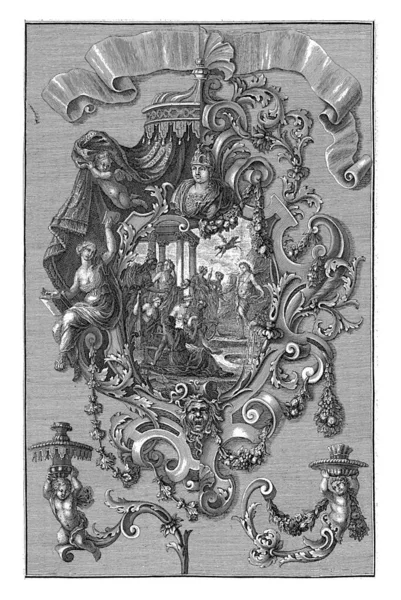 Cartouche Scroll Variant Right Half Top Left Hangs Canopy Bottom — Stock Photo, Image