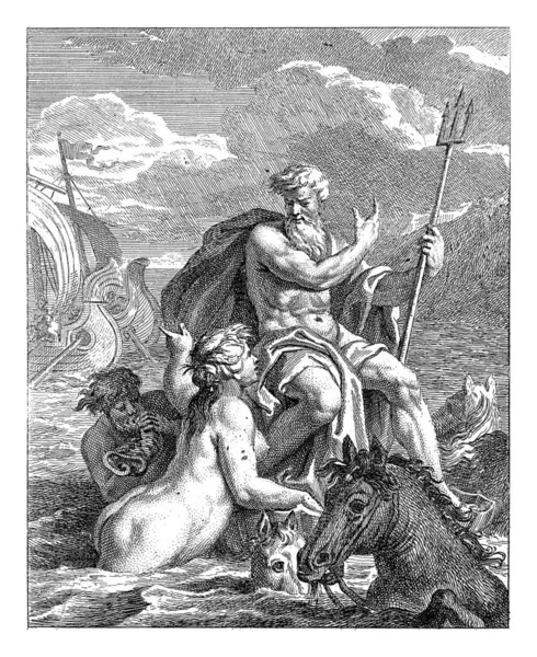 Seascape Thetis Neptune Thetis Asks Neptune Destroy Ship Which Paris — Zdjęcie stockowe