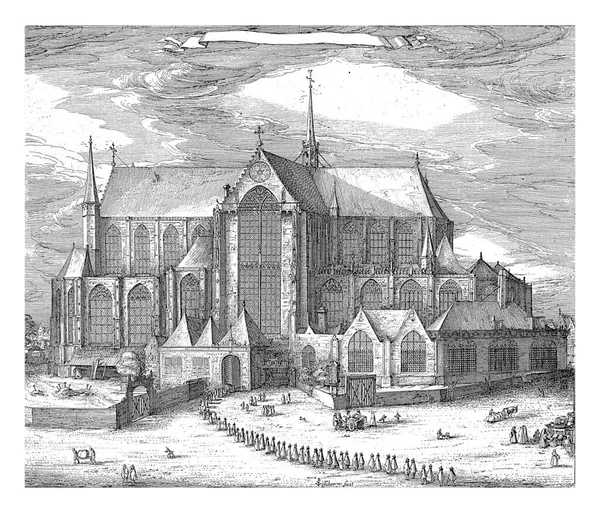View Nieuwe Kerk Amsterdam Seen Dam Square Funeral Procession Middle — Fotografia de Stock