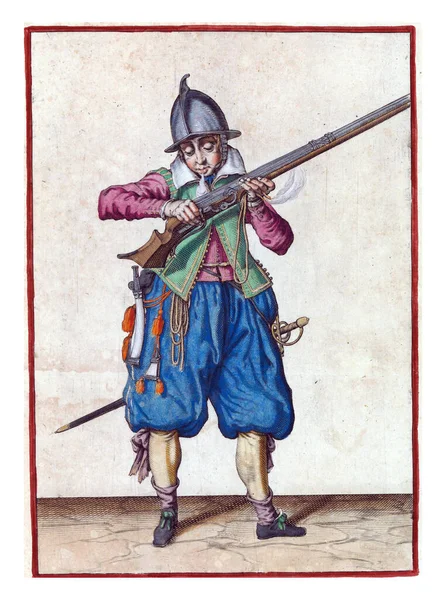 Full Length Soldier Who Holds Rudder His Mouth Both Hands — Stock Fotó