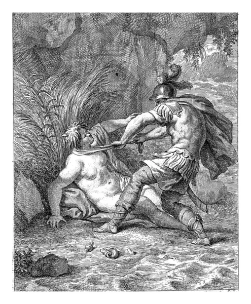 Peleus Armor Catches Water Nymph Thetis Cloth Her Neck Thetis — Fotografia de Stock