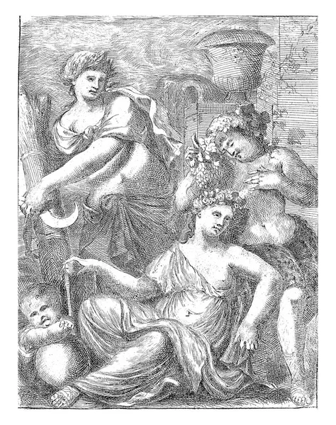 Venus Amor Accompanied Ceres Bacchus Depiction Saying Bread Wine Love — 스톡 사진