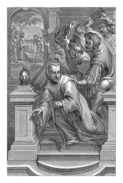 The monk Eustachius Avril of Plessis is thrown down the stairs by Calvinists, after which he dies.