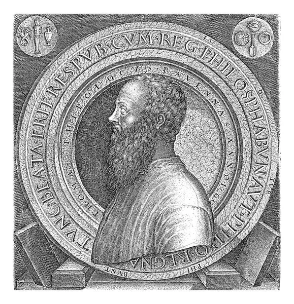 Bust Philologist Thomas Ravenna Left List Bottom Four Line Text — Foto de Stock