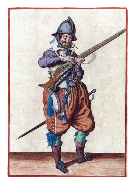 Soldier Guard Full Length Right Holding Rudder His Left Hand — Φωτογραφία Αρχείου