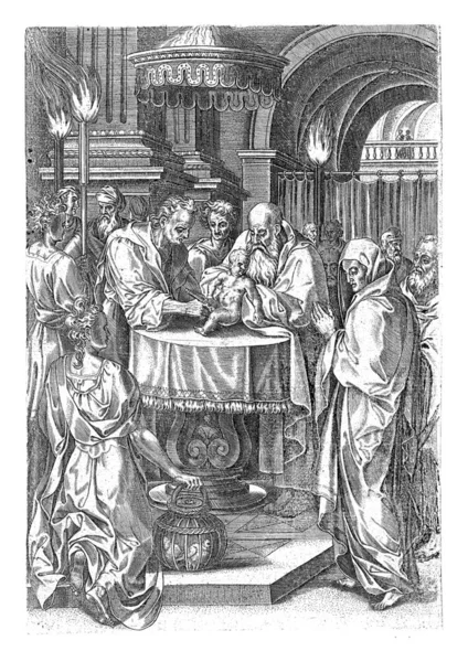 Circumcision Christ Day His Naming Temple Priest Holds Christ Child — Φωτογραφία Αρχείου