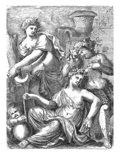 Venus Amor Accompanied Ceres Bacchus Depiction Saying Bread Wine Love — Stockfoto