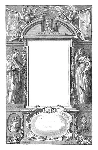 Plaque Architectural Frame Mentions Title Book Plaque Shows Portrait Bust —  Fotos de Stock