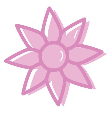 Pembe narin çiçek, simge çizimi, beyaz arkaplanda vektör