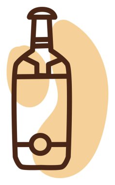 Boş votka şişesi, simge illüstrasyonu, beyaz arkaplanda vektör